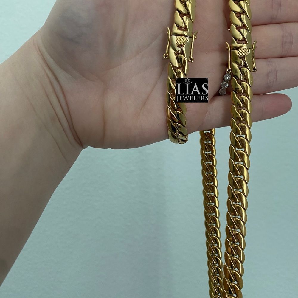 New 14k yellow gold Cuban link chain and bracelet set - Picture 2 of 6